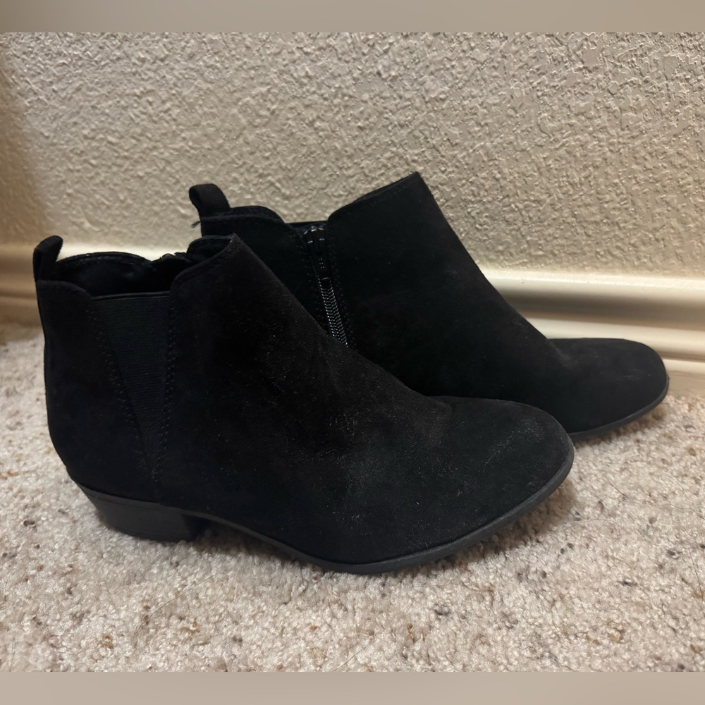 Black suede booties